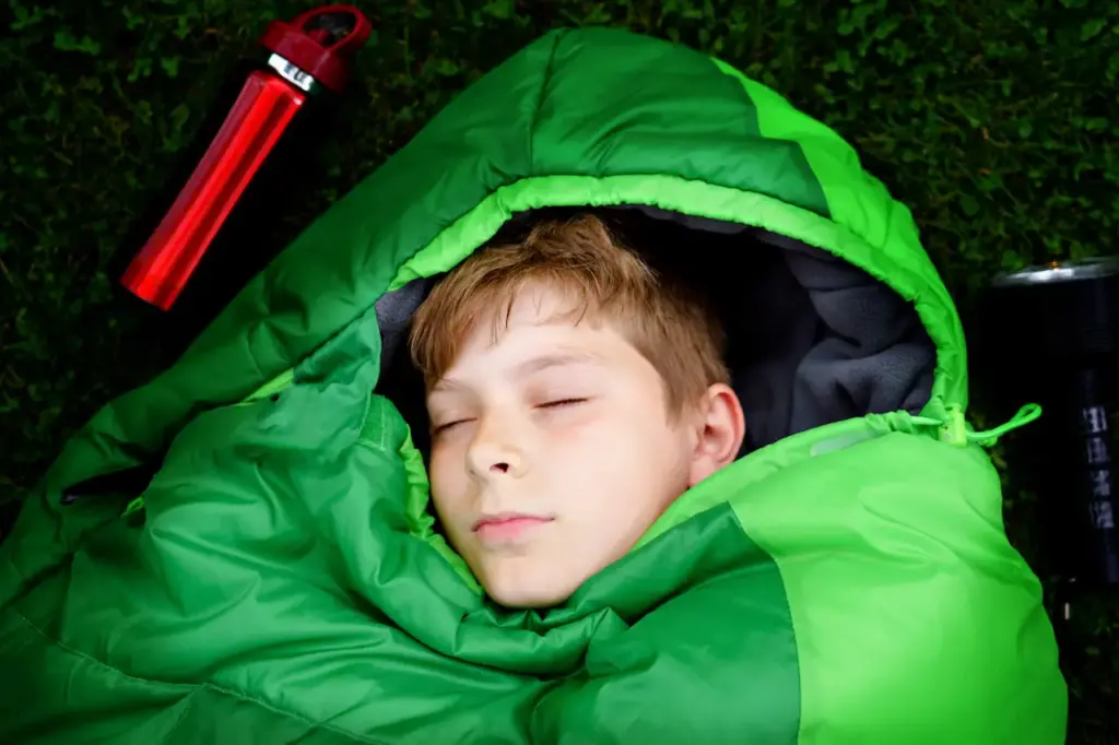 Boy Sleeping While Camping 