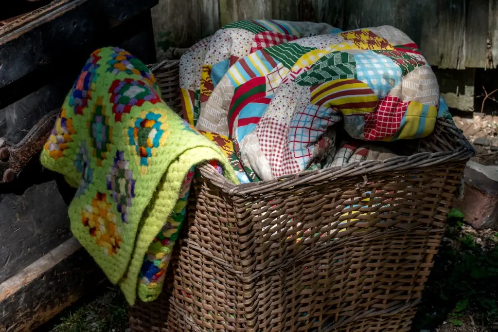 Old Quilts on a Basket 