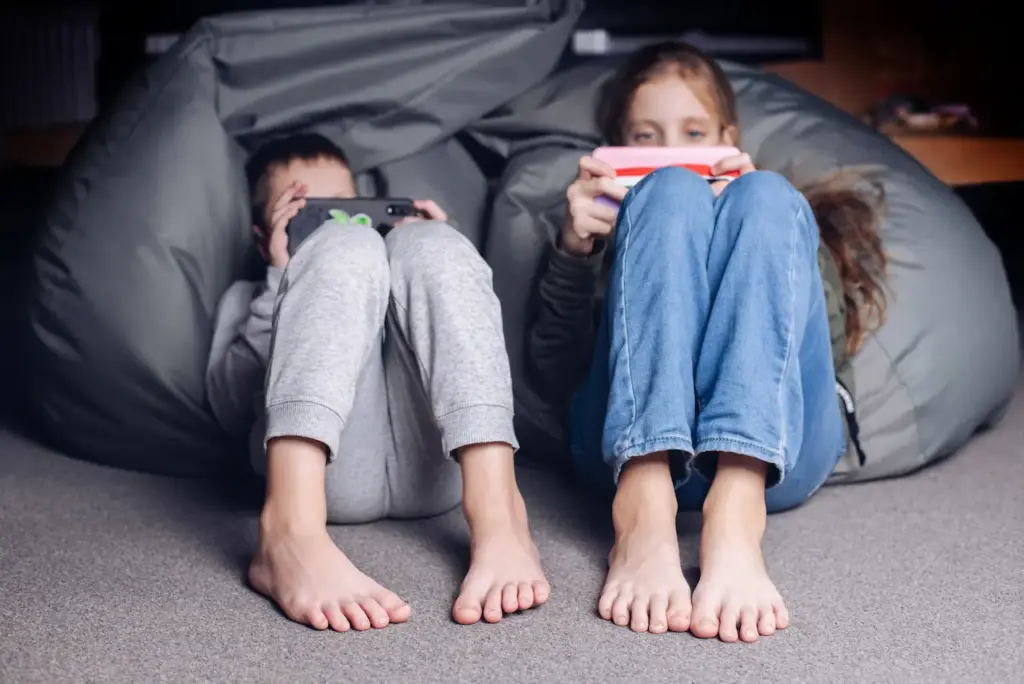 Two Kids Playing Before Sleeping 