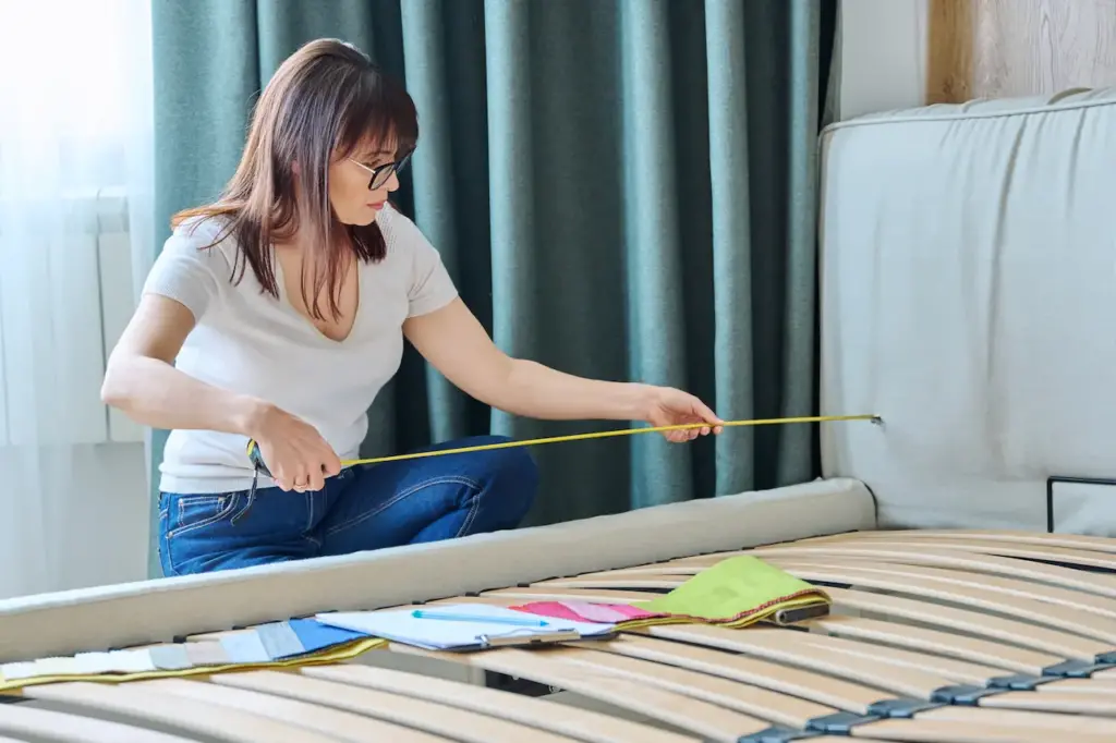 Woman Measuring Her Bed, What Is The Standard Bed Height 